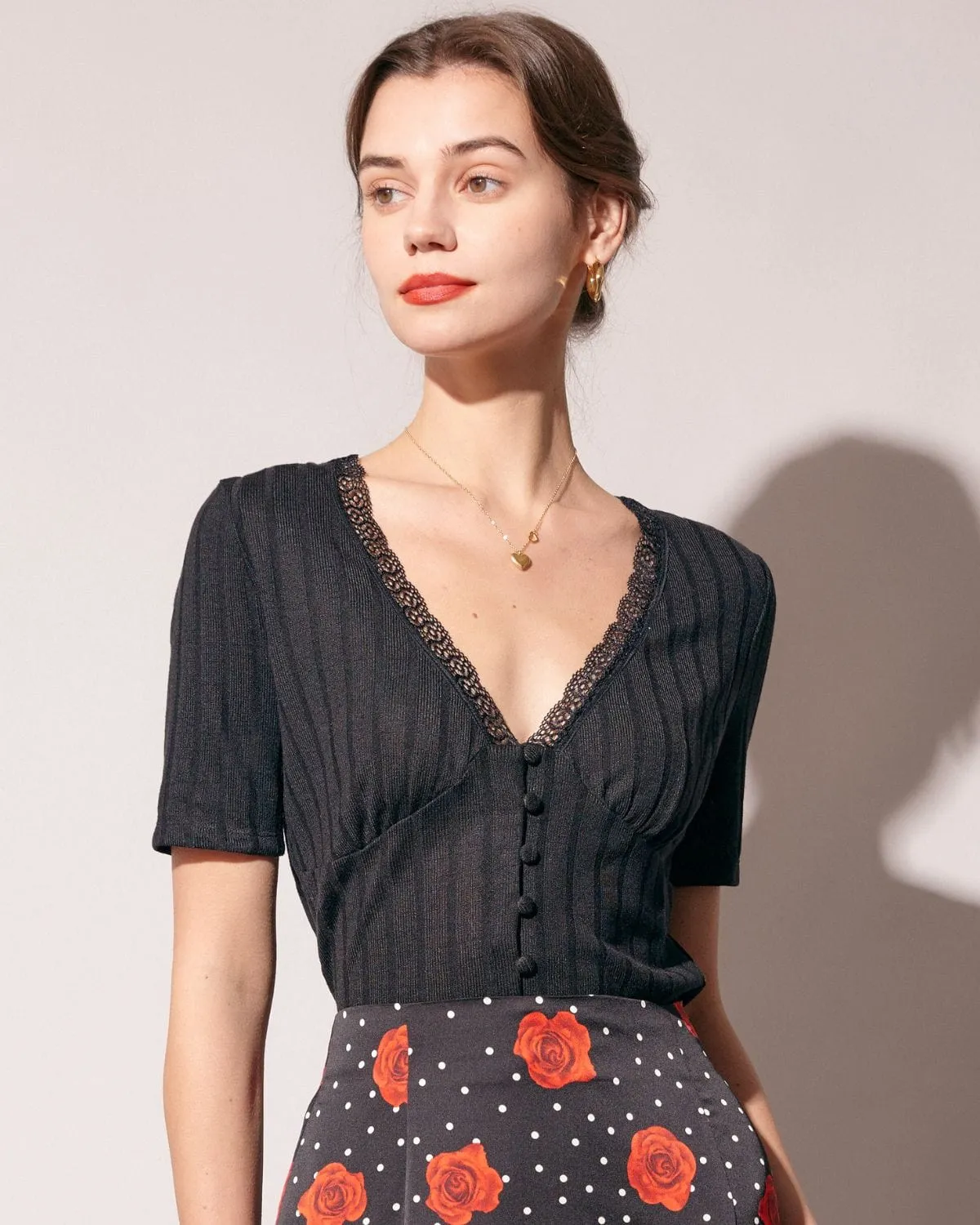 The Ribbed Lace Trim Tee sold by rihoas