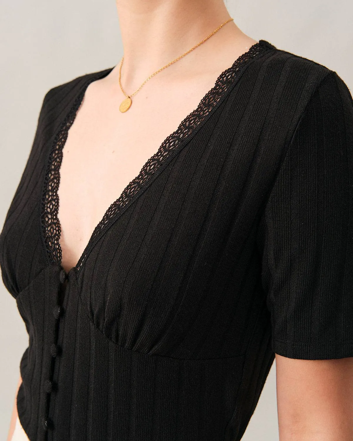 The Ribbed Lace Trim Tee sold by rihoas product image thumbnail 4