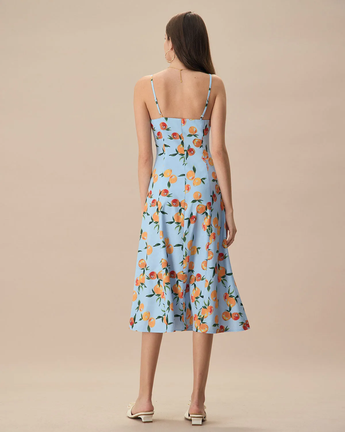 Women's Blue Fruit Print Slip Midi Dress sold by rihoas product image thumbnail 5