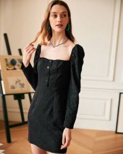 The Plain Squareneck Puff Sleeve Mini Dress sold by rihoas