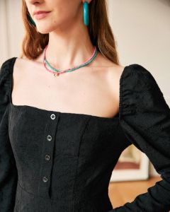 The Plain Squareneck Puff Sleeve Mini Dress sold by rihoas