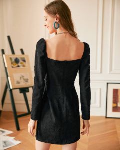 The Plain Squareneck Puff Sleeve Mini Dress sold by rihoas