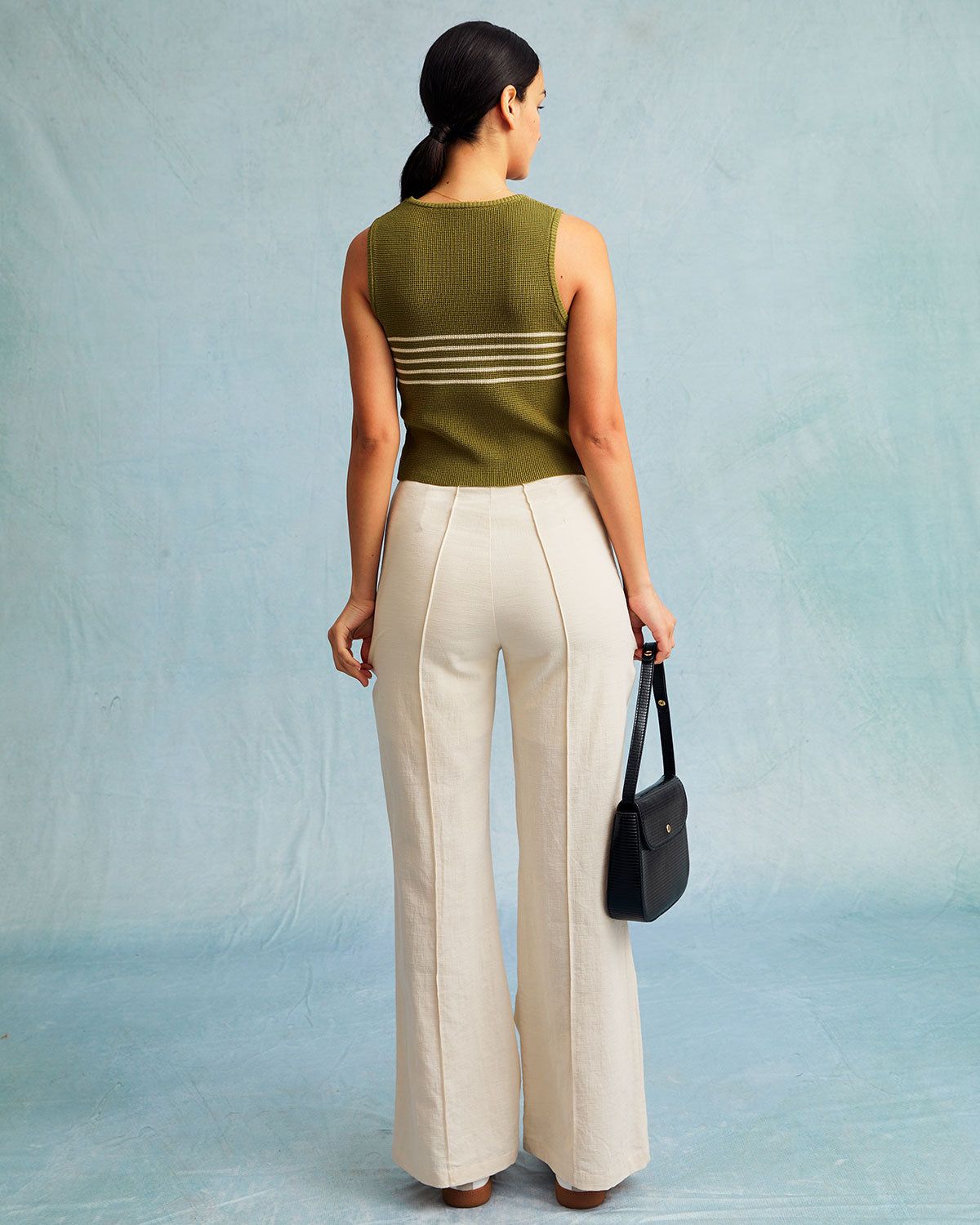 The Round Neck Striped Sleeveless Knit Tank Top sold by rihoas product image thumbnail 11