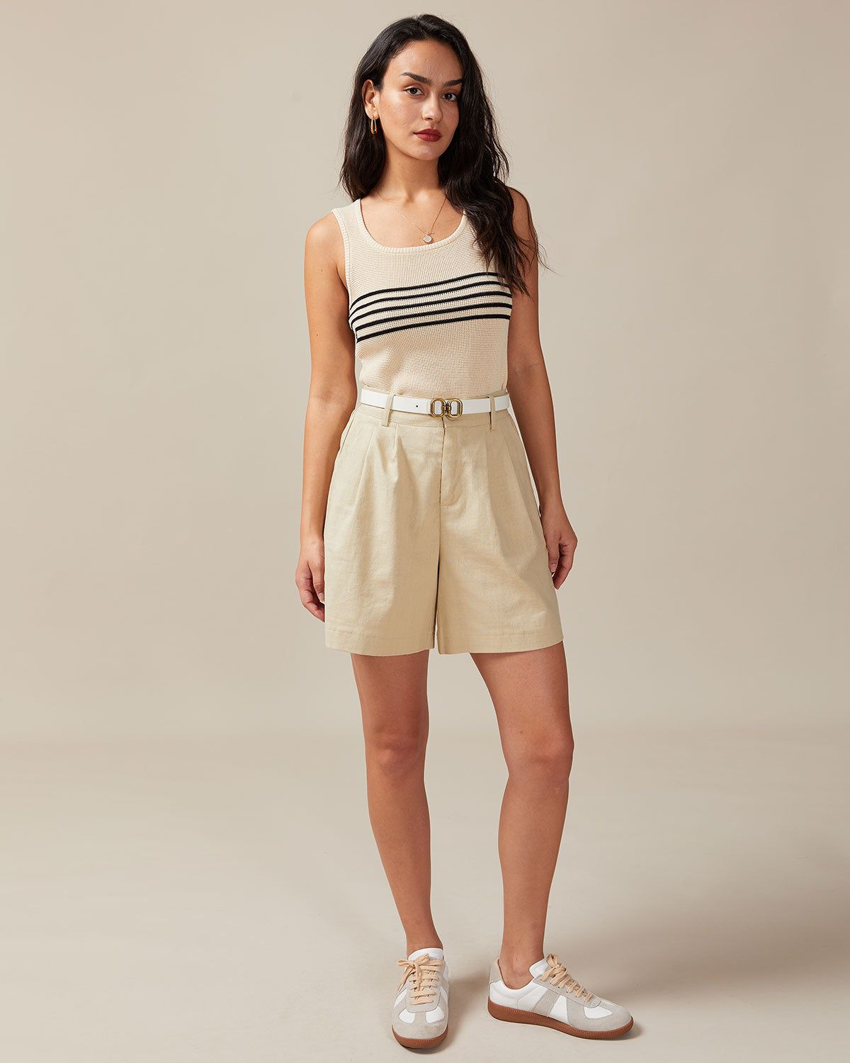 The Round Neck Striped Sleeveless Knit Tank Top sold by rihoas product image thumbnail 4