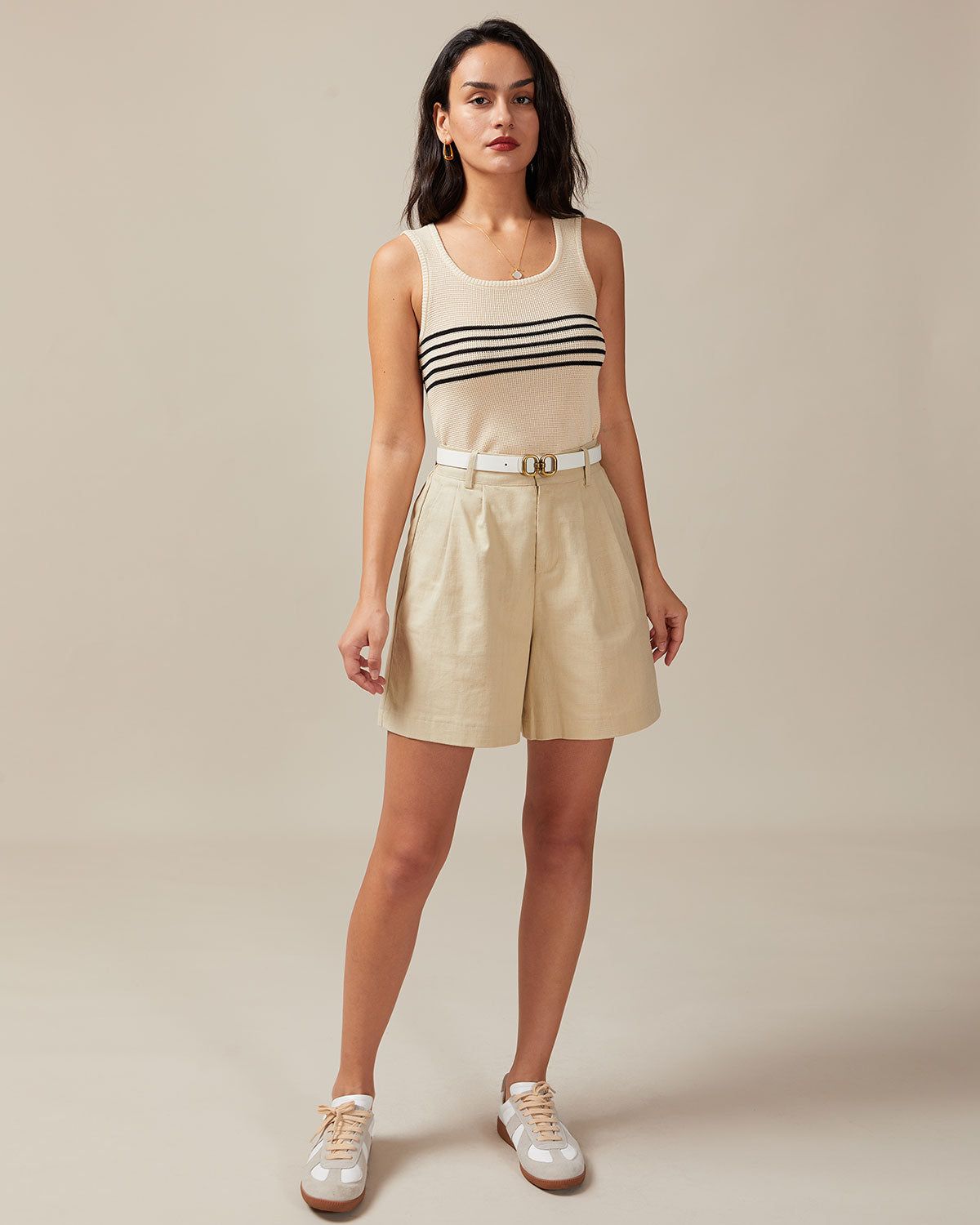 The Round Neck Striped Sleeveless Knit Tank Top sold by rihoas product image thumbnail 2