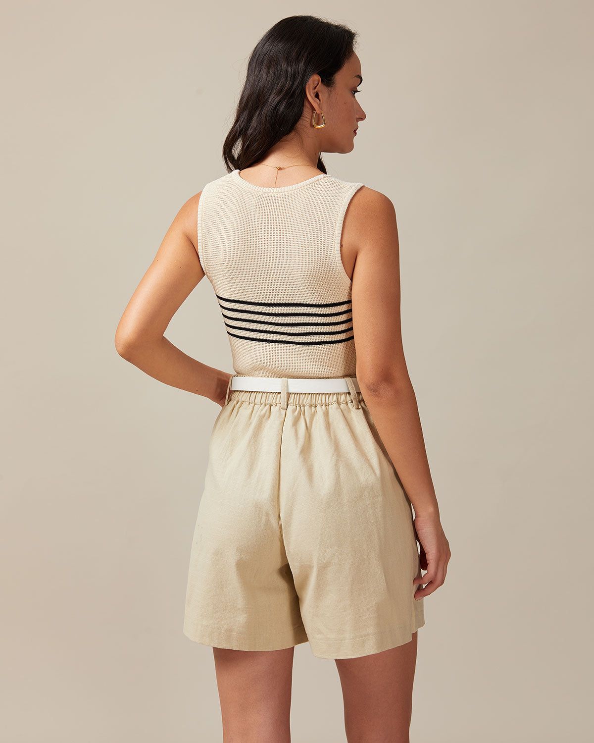 The Round Neck Striped Sleeveless Knit Tank Top sold by rihoas product image thumbnail 5