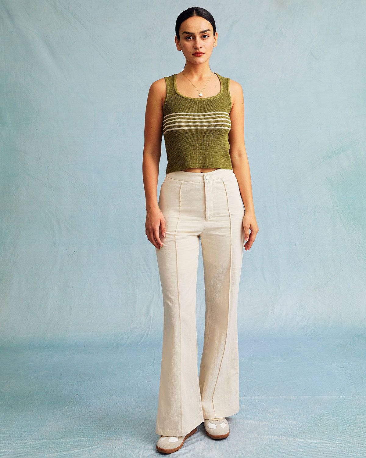 The Round Neck Striped Sleeveless Knit Tank Top sold by rihoas product image thumbnail 10