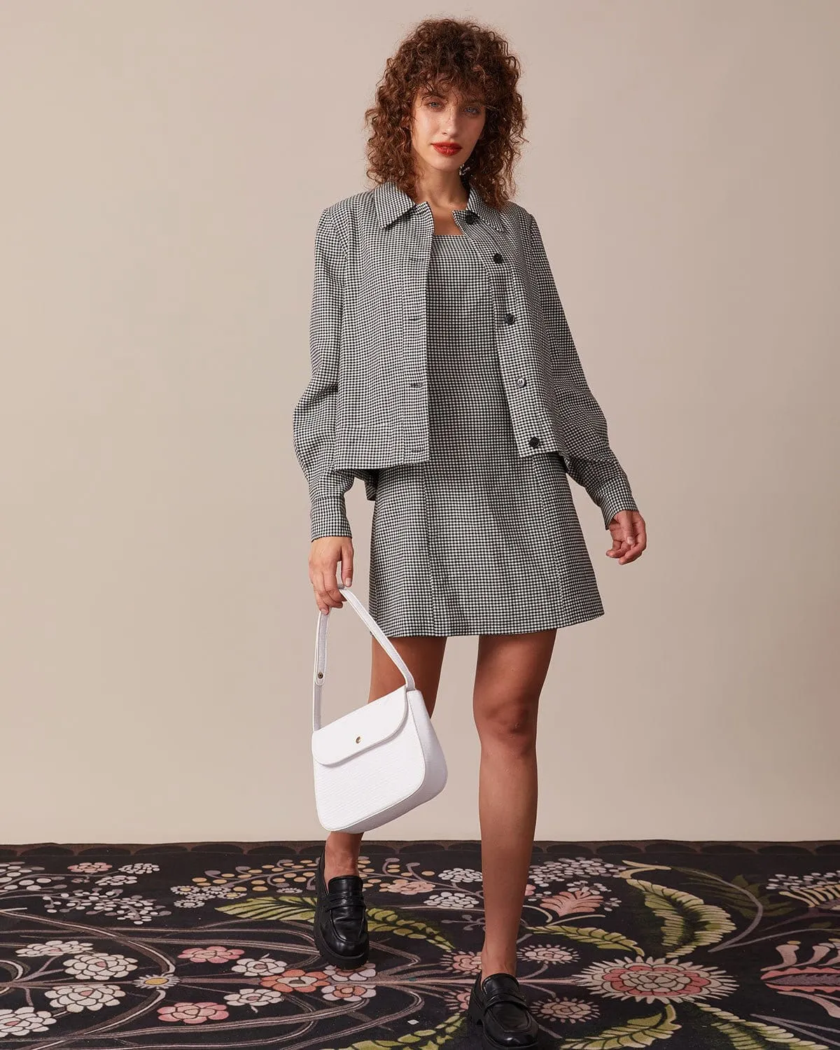 The Black Lapel Houndstooth Button Jacket sold by rihoas product image thumbnail 2