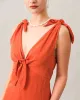 The Satin Tie V Neck Midi Dress sold by rihoas