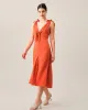 The Satin Tie V Neck Midi Dress sold by rihoas