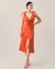 The Satin Tie V Neck Midi Dress sold by rihoas