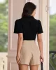 The Black Lapel Ruched Blouse sold by rihoas