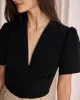 The Black Lapel Ruched Blouse sold by rihoas