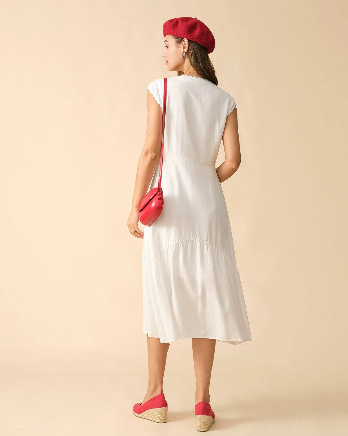 The Solid Color Lapel Midi Dress sold by rihoas product image thumbnail 5