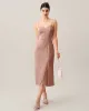 The Pink Wave Textured Pearl Strap Midi Dress sold by rihoas