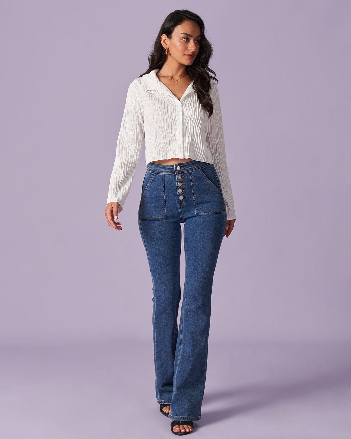 The White Lapel Wave Textured Button Shirt sold by rihoas product image thumbnail 2