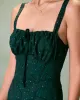 The Green Square Neck Jacquard Slit Midi Dress sold by rihoas