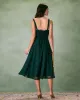 The Green Square Neck Jacquard Slit Midi Dress sold by rihoas
