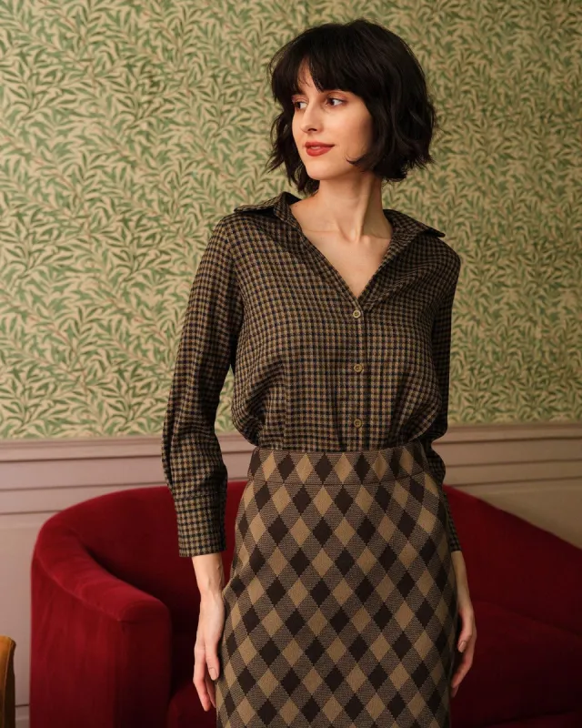 The Collared Retro Plaid Shirt sold by rihoas