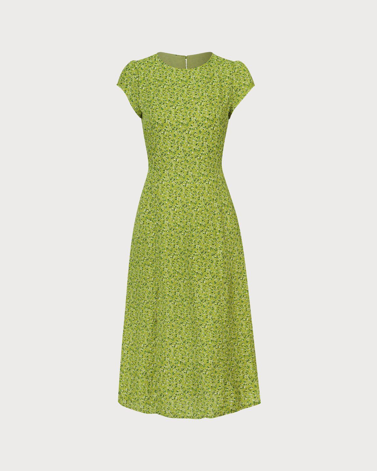 The Green Floral Cutout Cap Sleeve Midi Dress sold by rihoas