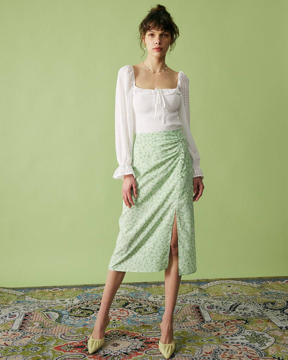 The Ruched Split Floral Skirt sold by rihoas product image thumbnail 5