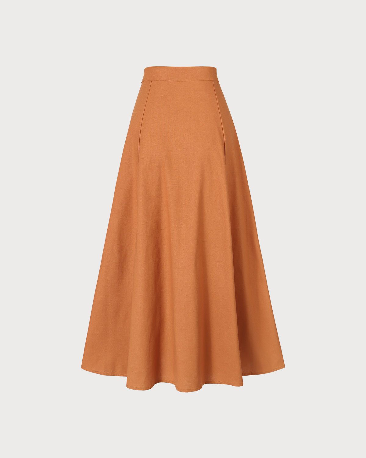 The Orange High Waisted Pockets Midi Skirt sold by rihoas product image thumbnail 8