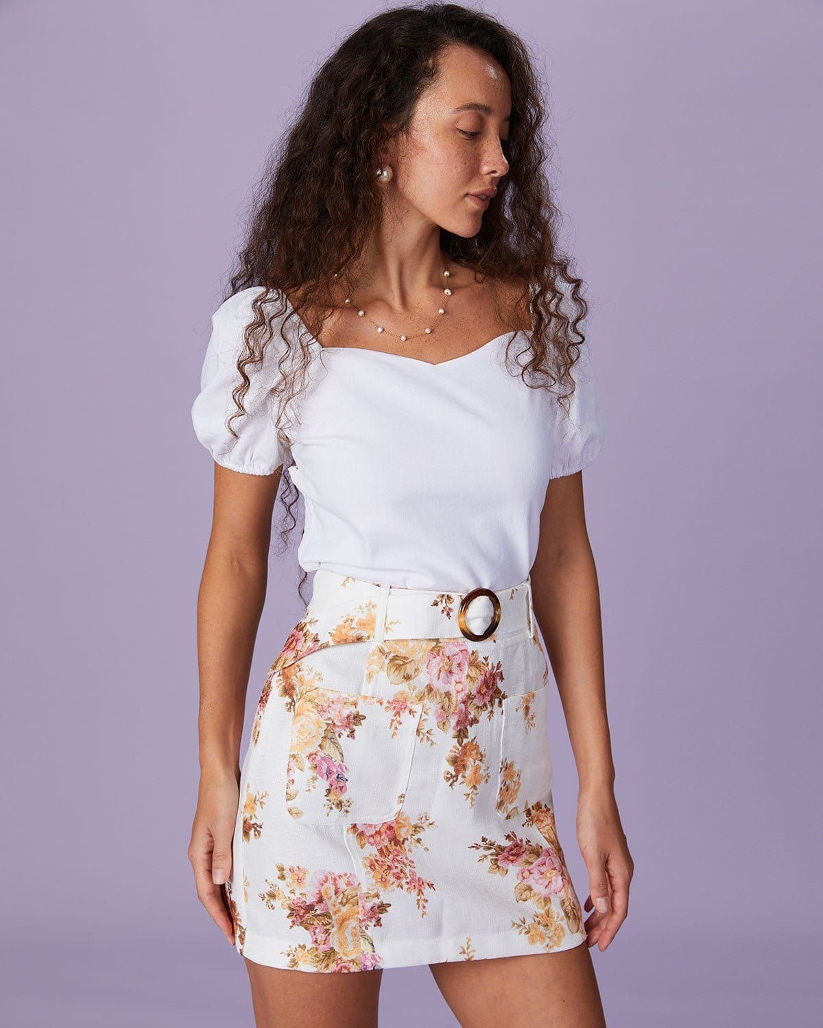 The White Sweetheart Neck Shirred Cutout Blouse sold by rihoas product image thumbnail 4