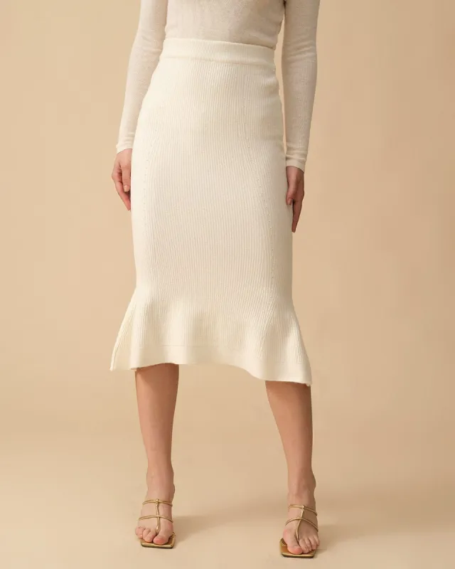 The Ribbed Fishtail-hem Skirt sold by rihoas
