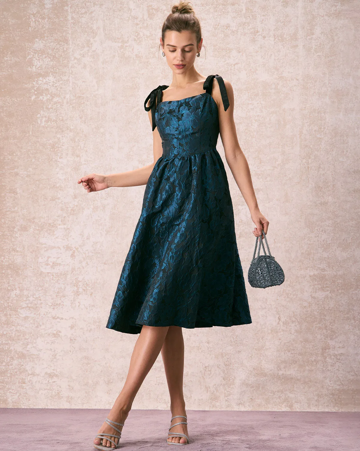 スーツ・フォーマル・ドレス shoulder ribbon jacquard dress shoulder ribbon jacquard dress – BUNNY APARTMENT
