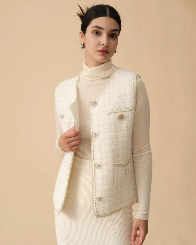 The Pearl Button Jacquard Vest sold by rihoas