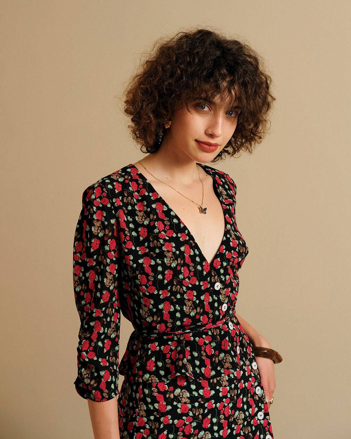 The Button-Up Floral Blouse sold by rihoas product image thumbnail 3