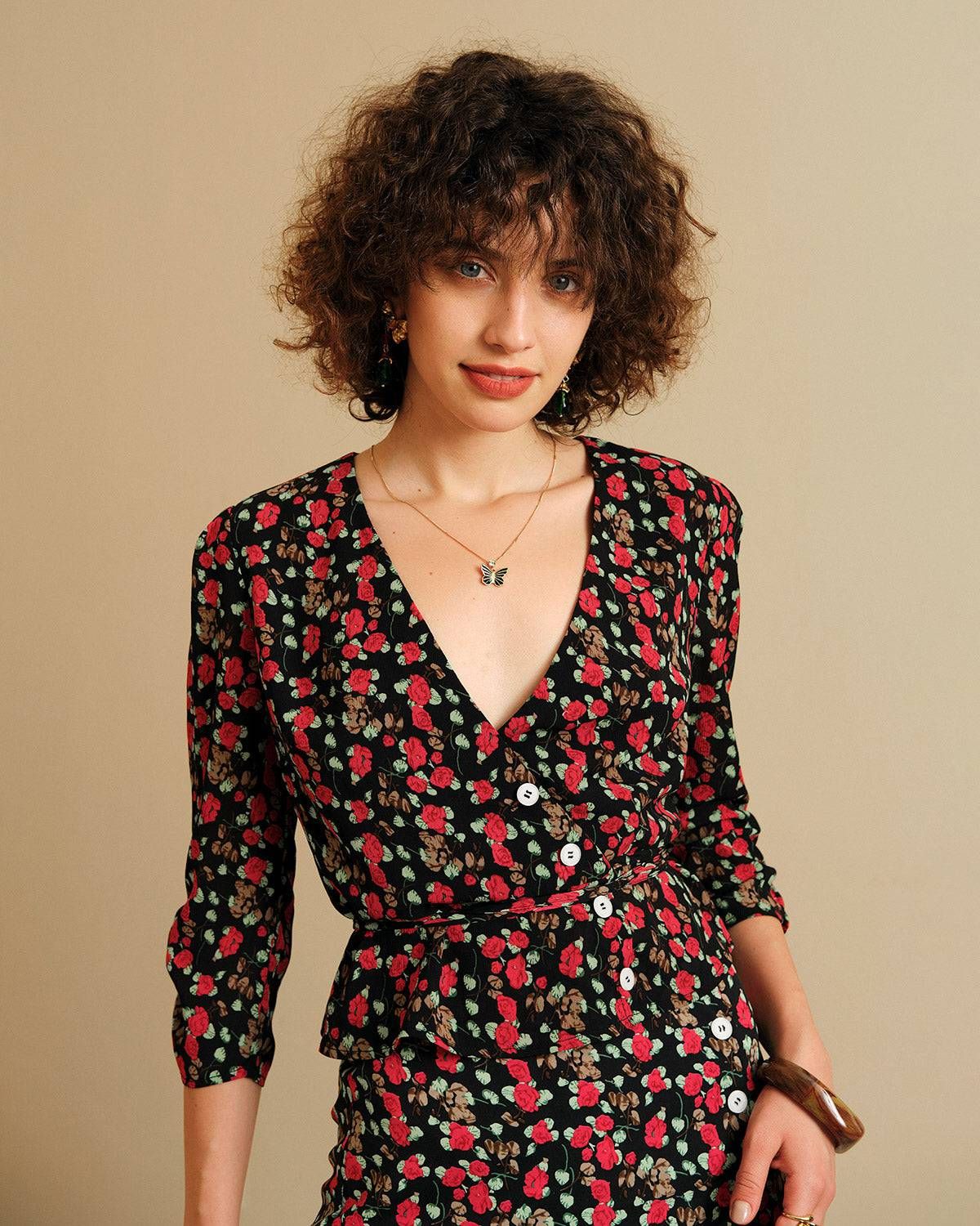 The Button-Up Floral Blouse sold by rihoas