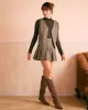 The Khaki Elastic Waist Pleated Mini Skirt sold by rihoas