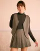 The Khaki Elastic Waist Pleated Mini Skirt sold by rihoas