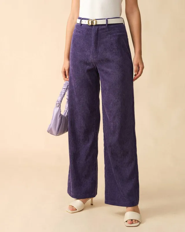 The Solid High Waisted Straight Corduroy Pants sold by rihoas