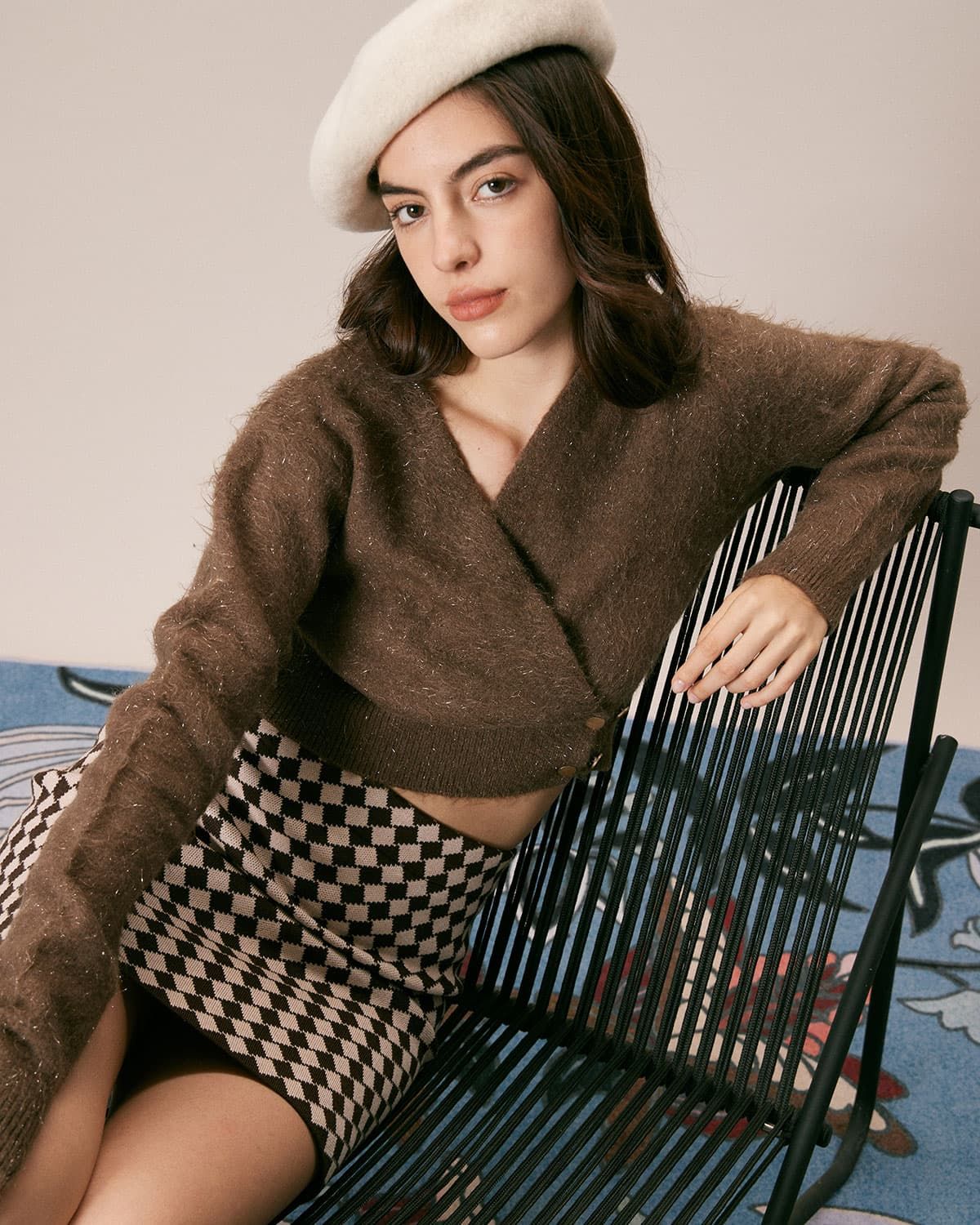 The Coffee V Neck Button Wrap Knit Top sold by rihoas product image thumbnail 5