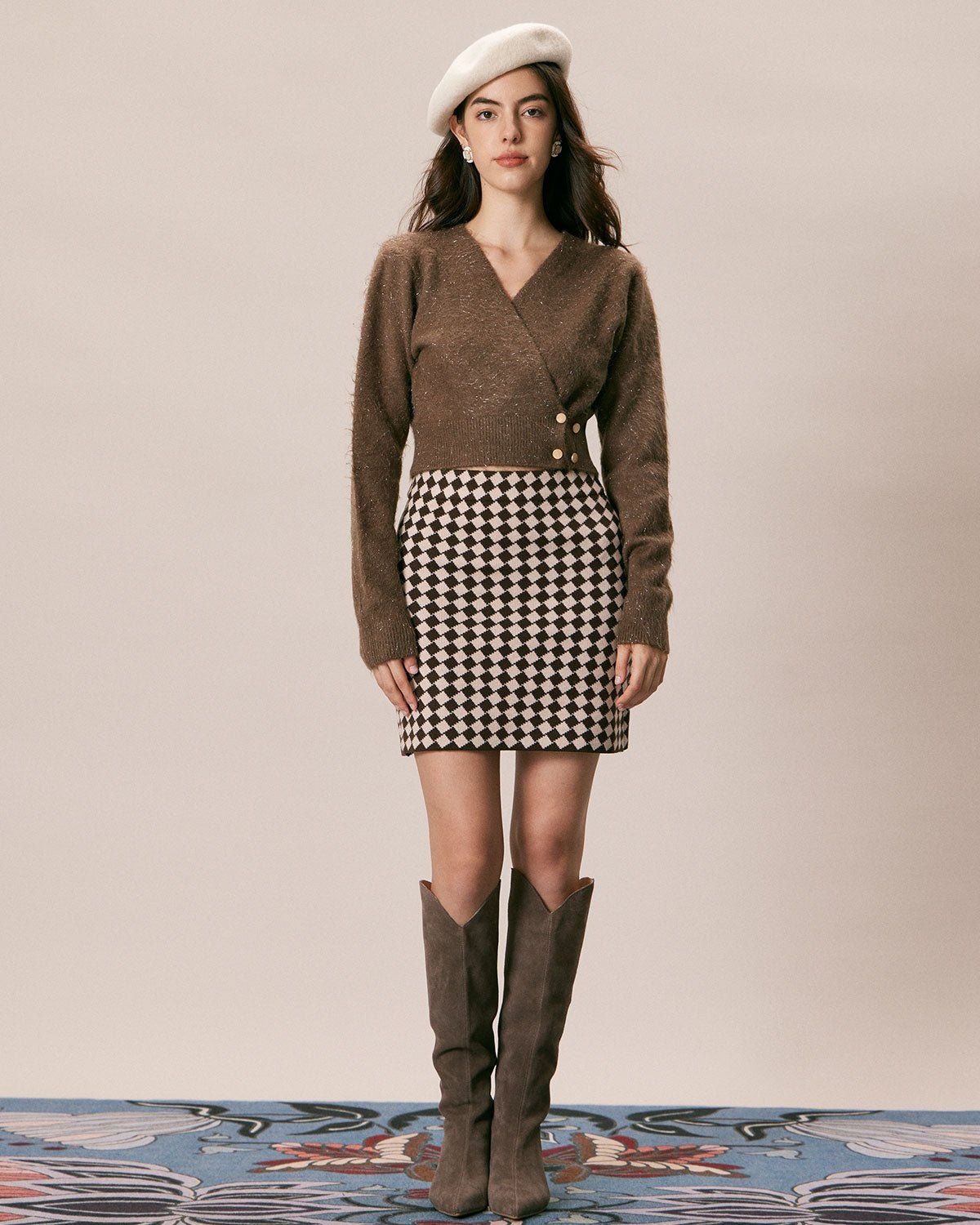 The Coffee V Neck Button Wrap Knit Top sold by rihoas product image thumbnail 6