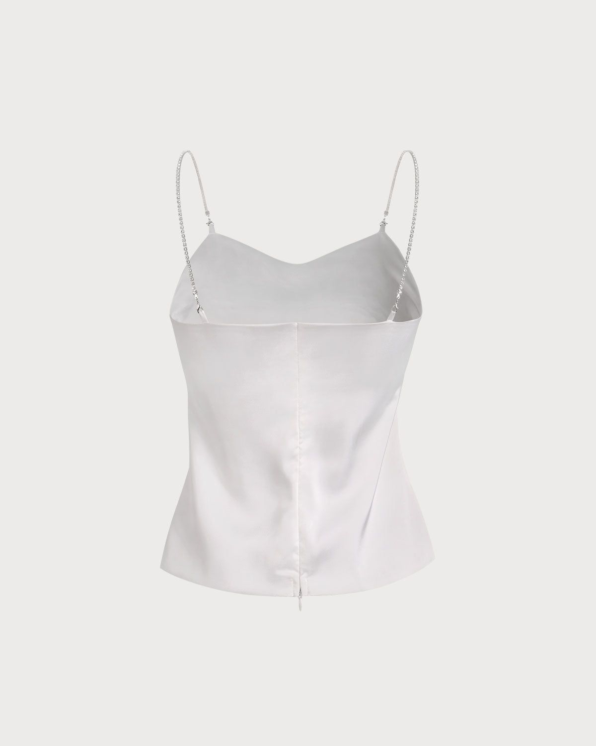 The White Cowl Neck Sequin Satin Cami Top sold by rihoas product image thumbnail 3