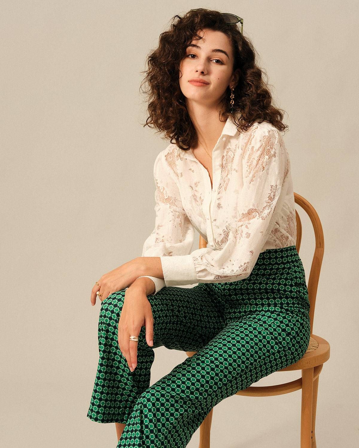 The Button-up Lace Long Sleeve Shirt sold by rihoas product image thumbnail 4