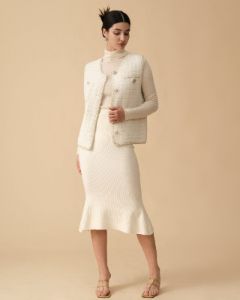 The Ribbed Fishtail-hem Skirt sold by rihoas