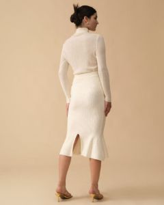 The Ribbed Fishtail-hem Skirt sold by rihoas
