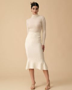The Ribbed Fishtail-hem Skirt sold by rihoas