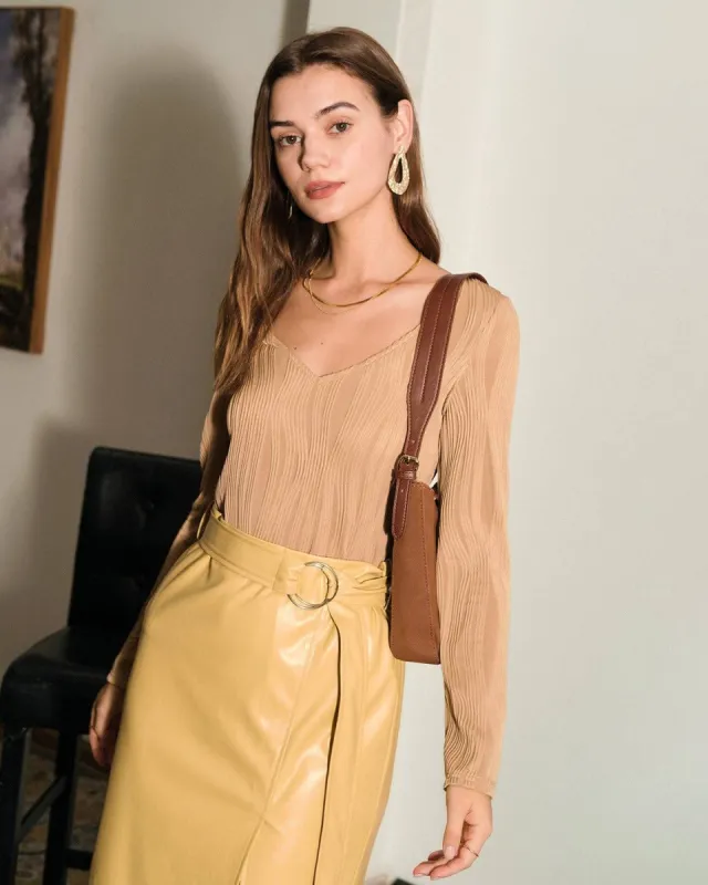 The Wave Textured V Neck Tee sold by rihoas