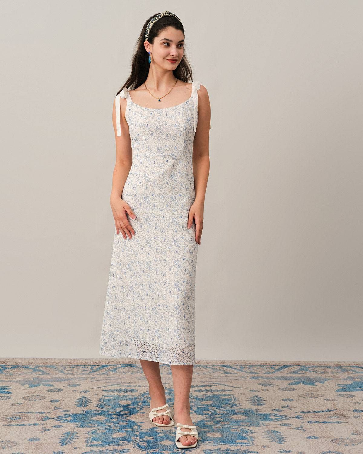 The Jacquard Tie Strap Backless Maxi Dress sold by rihoas product image thumbnail 5