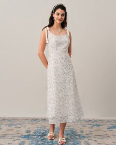 The Jacquard Tie Strap Backless Maxi Dress sold by rihoas