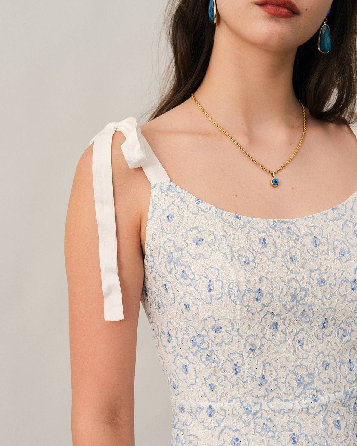 The Jacquard Tie Strap Backless Maxi Dress sold by rihoas product image thumbnail 3