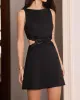 The Black Boat Neck Lace Cutout Mini Dress sold by rihoas