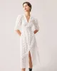 The White Puff Sleeve Cutout Slit Maxi Dress sold by rihoas