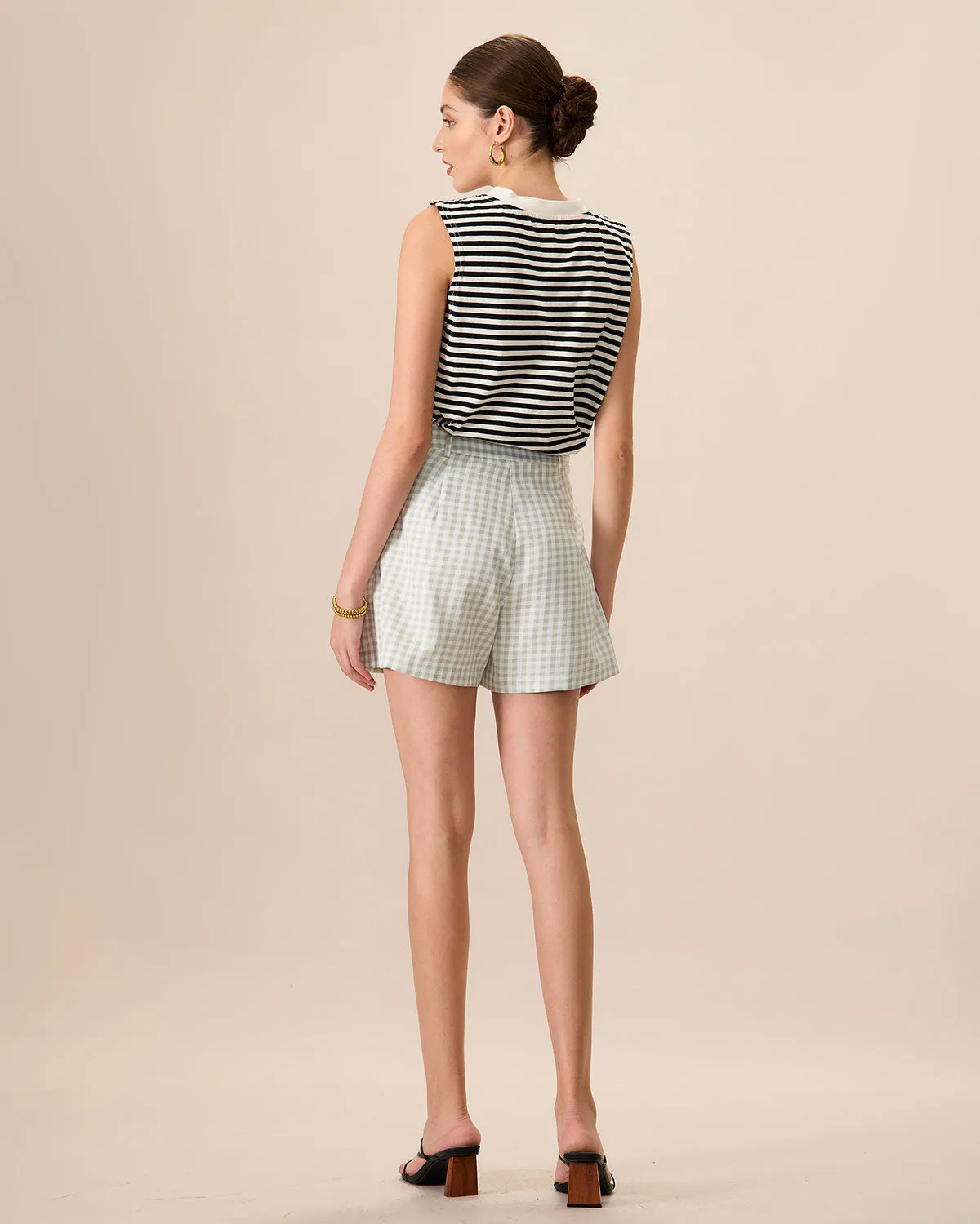 Women's Black Crew Neck Cotton Striped Tank Top sold by rihoas product image thumbnail 4