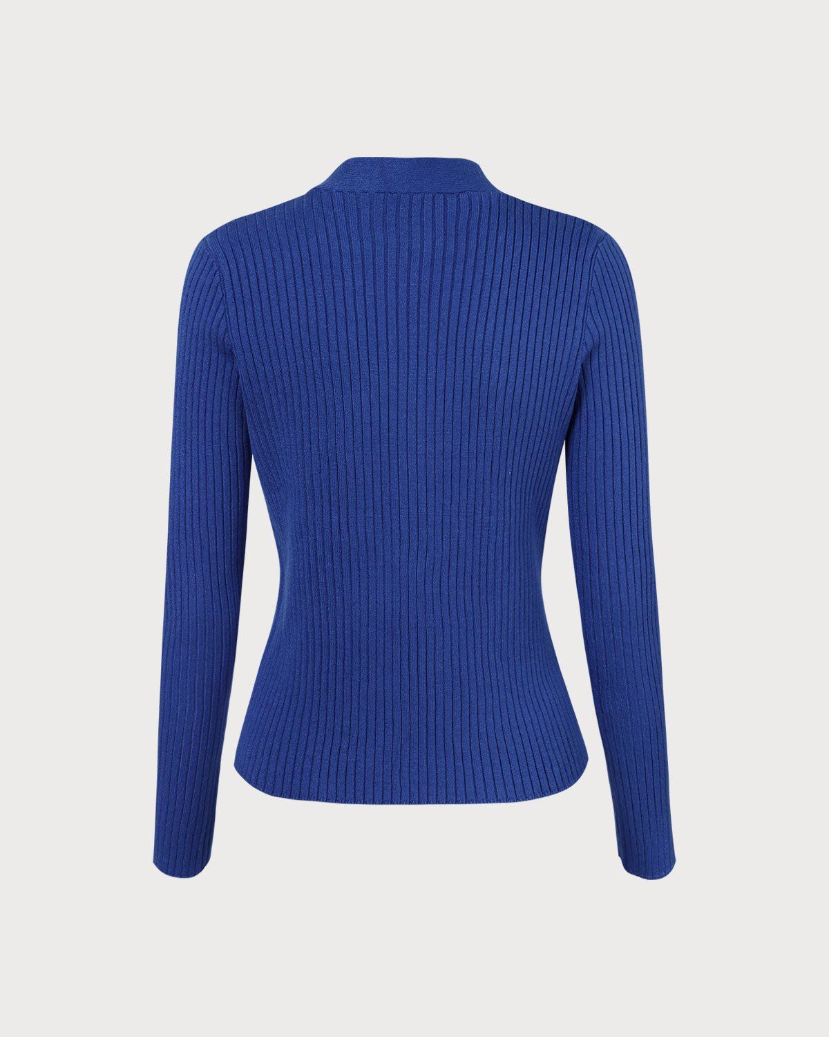 The Navy V Neck Ribbed Button Knit Cardigan sold by rihoas product image thumbnail 7